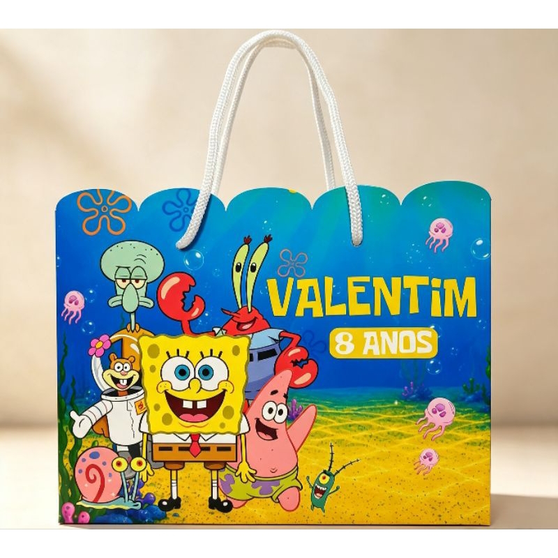 Sacolinha personalizada bob esponja Lembrancinha de aniversário pegue e monte