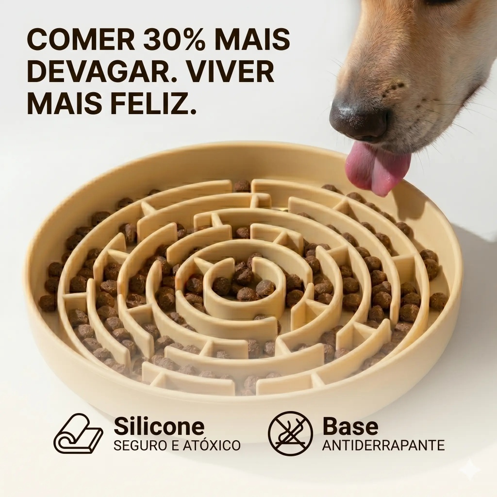 Comedouro Lento Anti Engasgo Previne Vômito Inchaço Silicone Grau Alimentício Tigela Interativa para Cachorro Pets 20cm