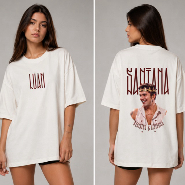 Camiseta Oversized Luan Santana Unisex Streetwear 100% ALGODÃO e SUEDINE PREMIUM Estampada Premium