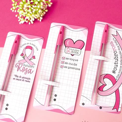 Porta Caneta Lembrancinhas Outubro Rosa Mulher Cliente Mimo