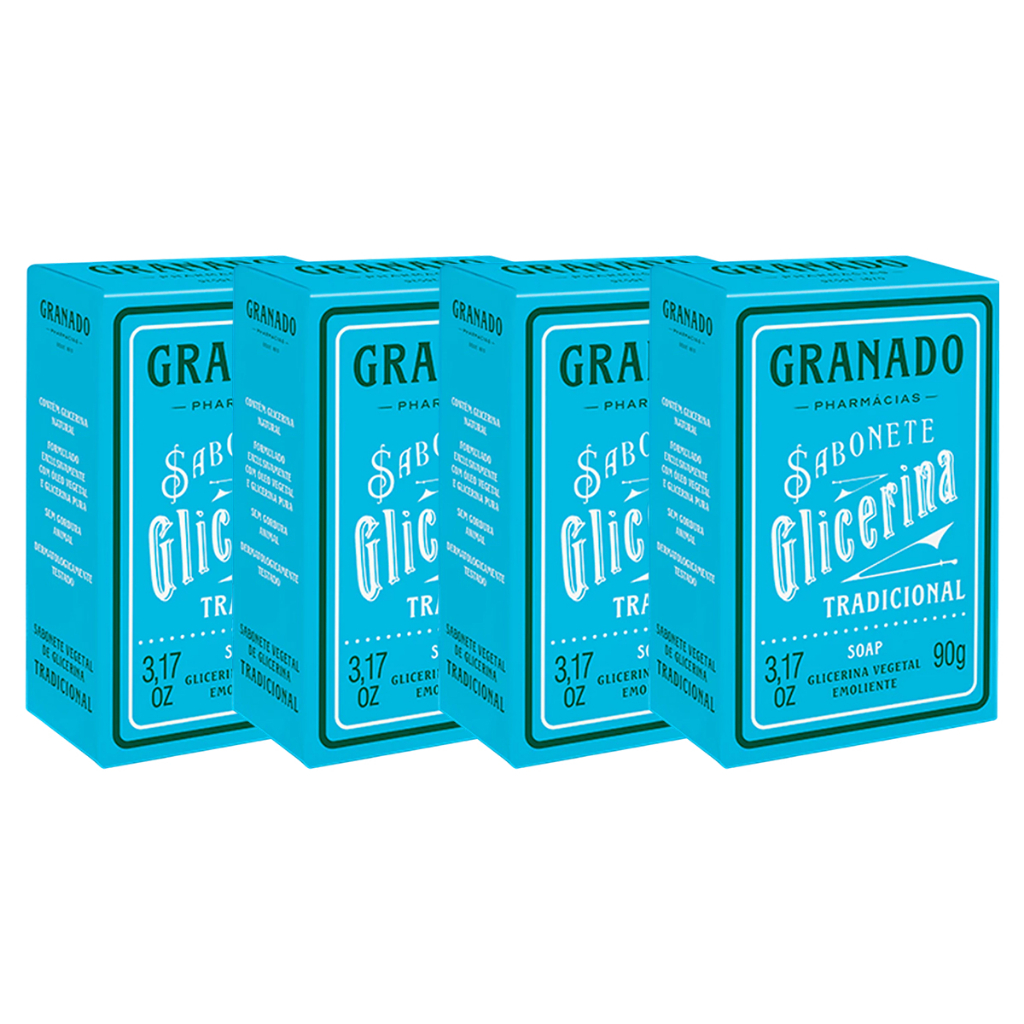 Kit 4un Sabonete de Glicerina em Barra Granado Tradicional com 90g
