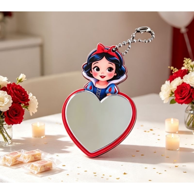 Chaveiro Branca de Neve Baby MDF com Espelho Lembrancinha Personalizados Festa