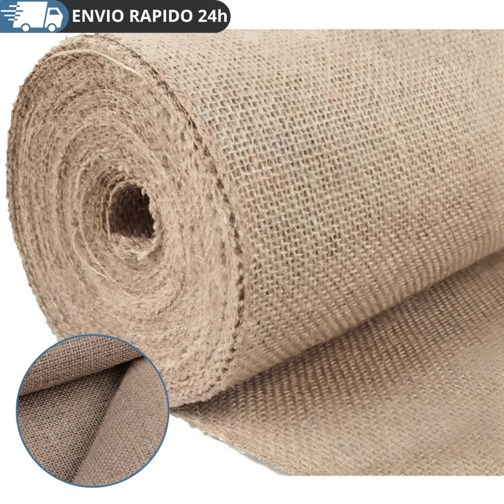 10M Tecido De Juta - Tela De Juta - Artesanato - Decoração Cor Natural Desenho Do Tecido Liso