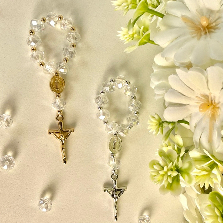 10 Mini terço Pérola ou Cristal sintético tercinho lembrancinha batizado batismo terço