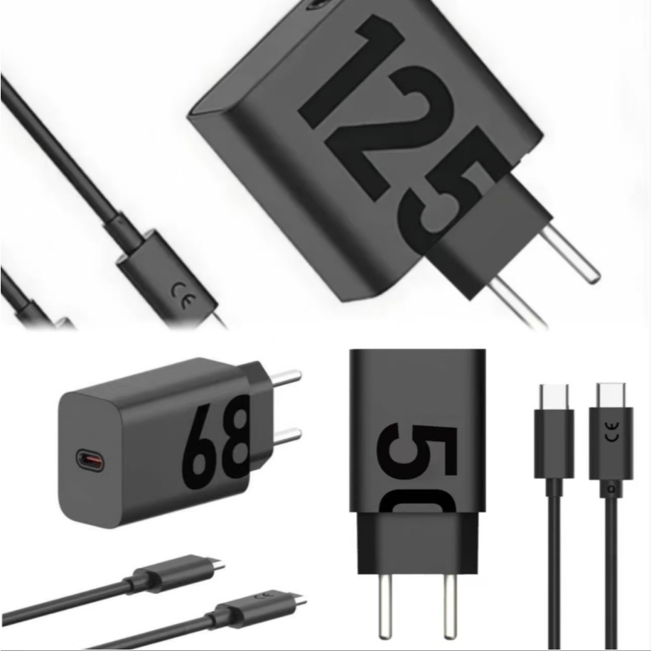 Carregador Turbo 125W 68W 50W USB-C Tipo C + Cabo Carregamento Rápido para Celular Android G30 G20 G9 Play G1