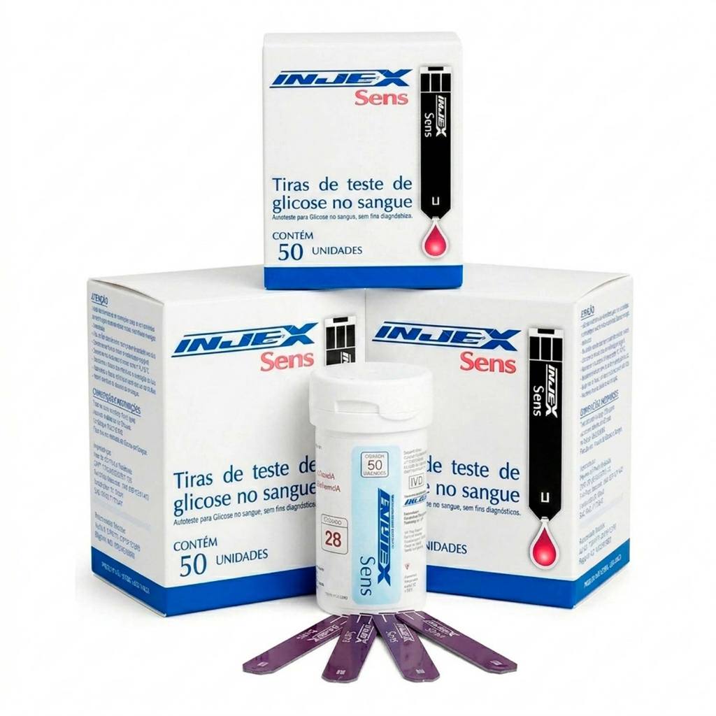 Tira para Controle de Glicemia cx 50un Injex Sens Kit 3 Caixas