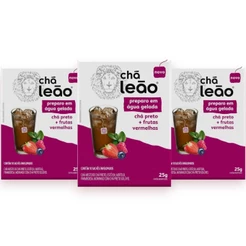 Kit Chá Leão Água Gelada - Chá Preto E Frutas Vermelhas 3 Caixas com 10 Sachês