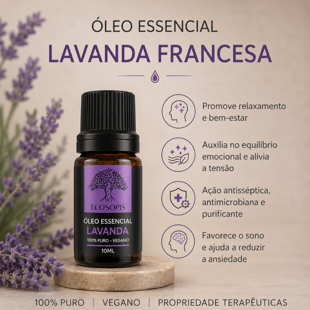 Óleo Essencial Lavanda Francesa 100% Puro 10ml