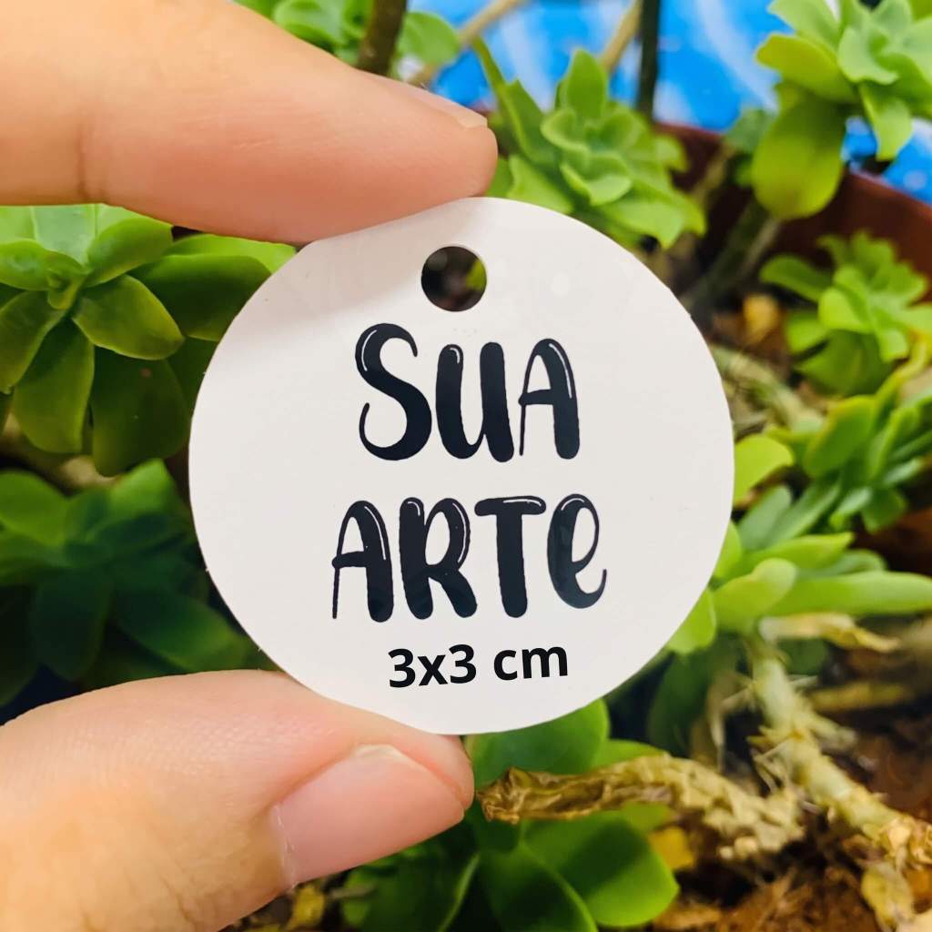 Tag Personalizada Redonda 3x3 cm - Com sua Arte, Logo ou Frase