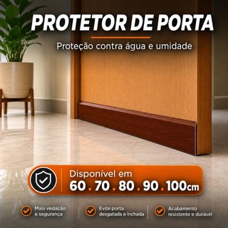 Protetor de Porta Salva Porta - 3,5 x 8 cm Marrom Madeira  - Encaixe sem furo