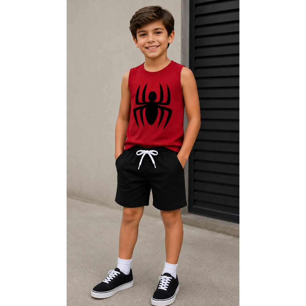 Conjunto Regata e Shorts Meninos Estampado Confortável de Verão - Babei no Look