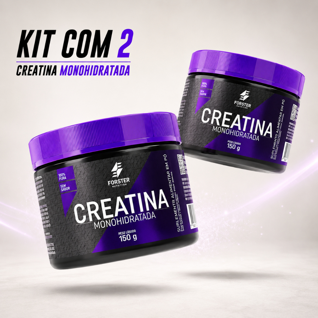 KIT 2 Creatina Monohidratada 150g Forster Nutrition Pura Sem Sabor Alta Pureza Força Potência Desempenho