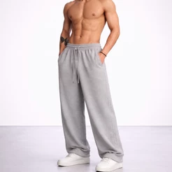 Calça Cargo Baggy Larga De Moletom Masculina Despojada Casual Confortável Treino Forrada Lisa unissex