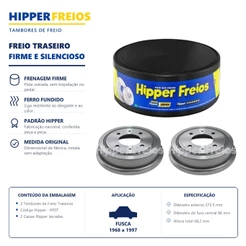 Par Tambor de Freio Traseiro FUSCA 1968 a 1997 Hipper Freios