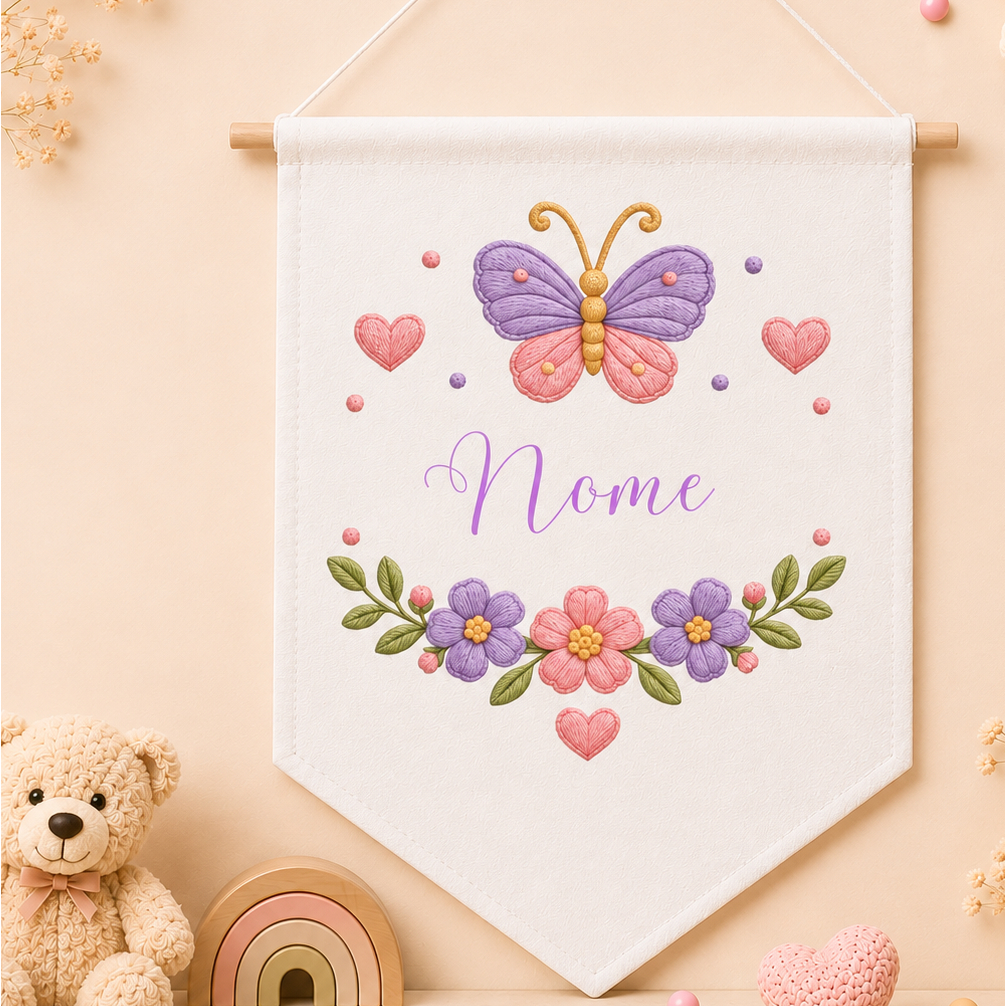 FLAMULA decoração de porta maternidade de tecido personalizada com nome e dados do bebê
