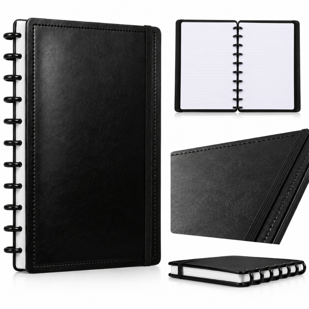 Caderno Inteligente A5/B5/A4 com Discos 80 Folhas | Capa Premium | Reutilizável para Estudos, Trabalho e Planner