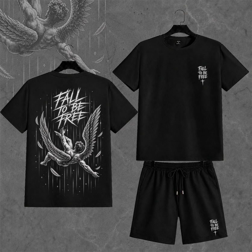 Conjunto Camiseta 30.1 + Bermuda Masculino Tactel Com elastano anjo fall to be free streetwear luxury