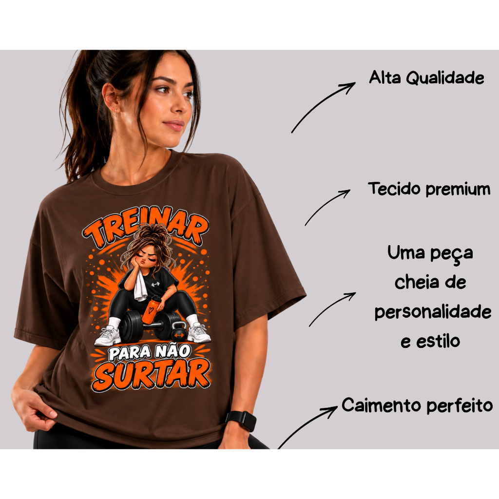 Camiseta Feminina 100% Algodão Camisa Academia Blusa Treino Treinar Para Não Surtar Estampada Fitness Gym Premium — imagem 2 de 2