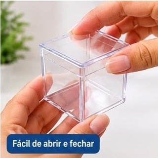 Caixinha Acrílica Transparente 4x4 cm com Tampa 1 Pacote com 10 unidades lembrancinha festas doces terço