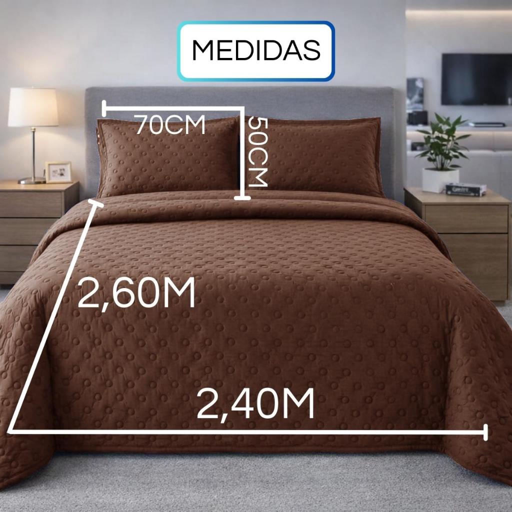 Leito Cobre Colcha Queen king Cores Modernas - Relevo Dots Macio Toque 400 Fios — imagem 2 de 2