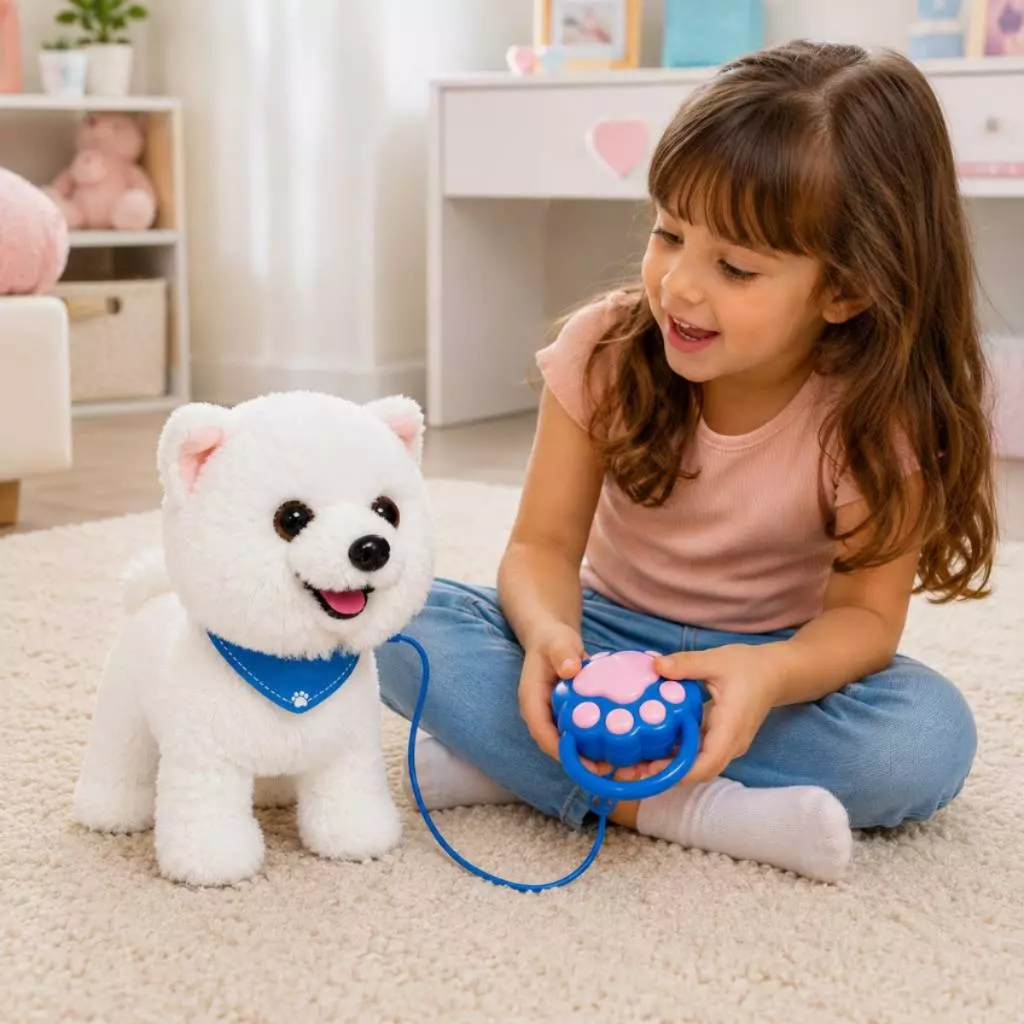 Cachorrinho Interativo de Pelúcia Anda Canta Repete Frases com Coleira Infantil
