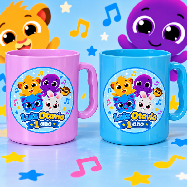 Kit Canecas Plastica Personalizada Nome Bolofofos Personagem Infantil Lembrancinha Aniversario Festa Brindes Eventos