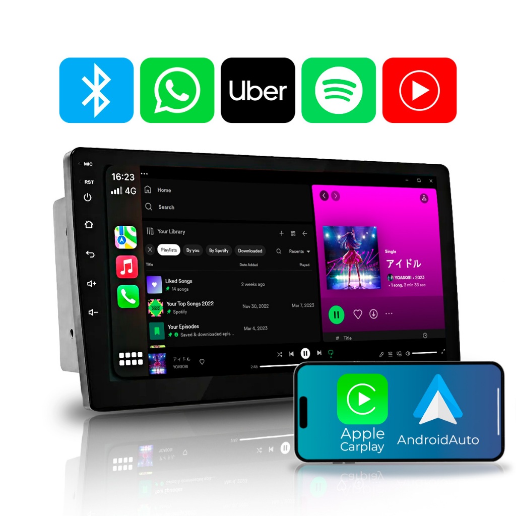 Central Multimídia Automotivo MP5 RS-7009BR Tela 9 Polegadas USB Carplay Android Auto Sem fio Lançamento - Roadstar