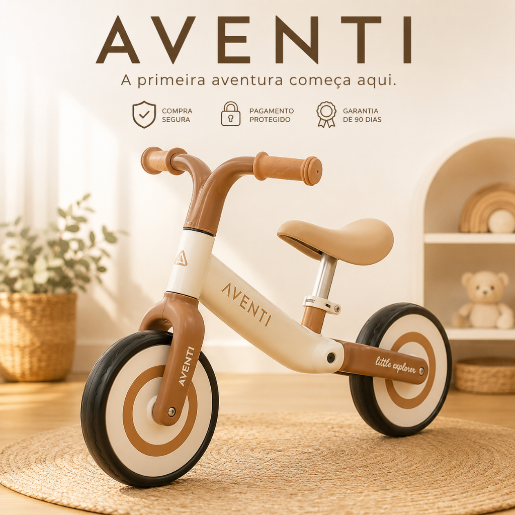 Bicicleta Infantil Equilibrio Sem Pedal Seguranca Alta Estabilidade Bege
