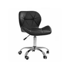 Cadeira Office Eiffel Slim Giratória Base Cromada com Rodízios e Ajuste de Altura Preta