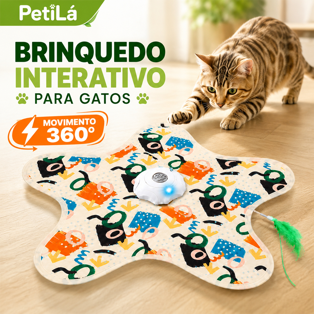 Brinquedo Interativo para Gatos Mouse Elétrico Automático com Movimento Inteligente e Som Penas Escondidas Brinquedo Pet