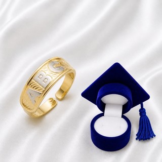 Anel infantil de Formatura Ajustável Menino e Menina Folheado a Ouro 18k