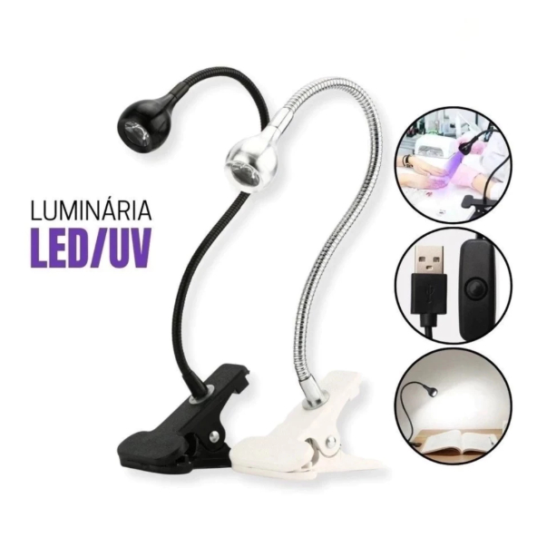 Mini Luminária LED Lâmpada Led USB De Mesa Com Clipe Flexível UV Para Unhas le-7990