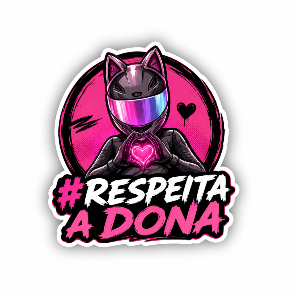 Adesivo Respeita a Dona para Moto Capacete feminino laminado 12x12cm