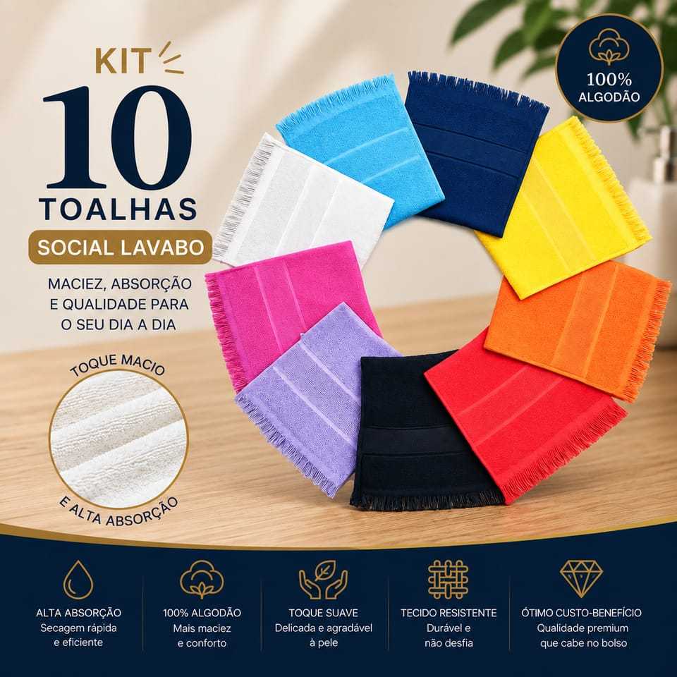 Kit 10 Toalhinhas De Mão Lavabo Para Bordar Escolar Manicure