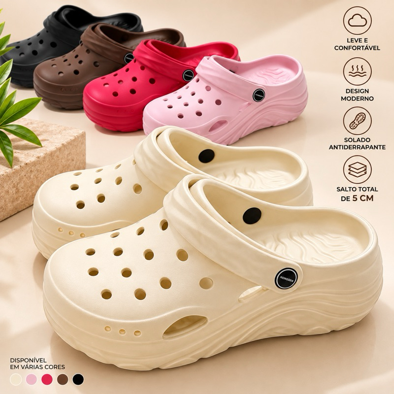 Babuche Feminina Plataforma 5cm Sandália Leve Confortável Antiderrapante G