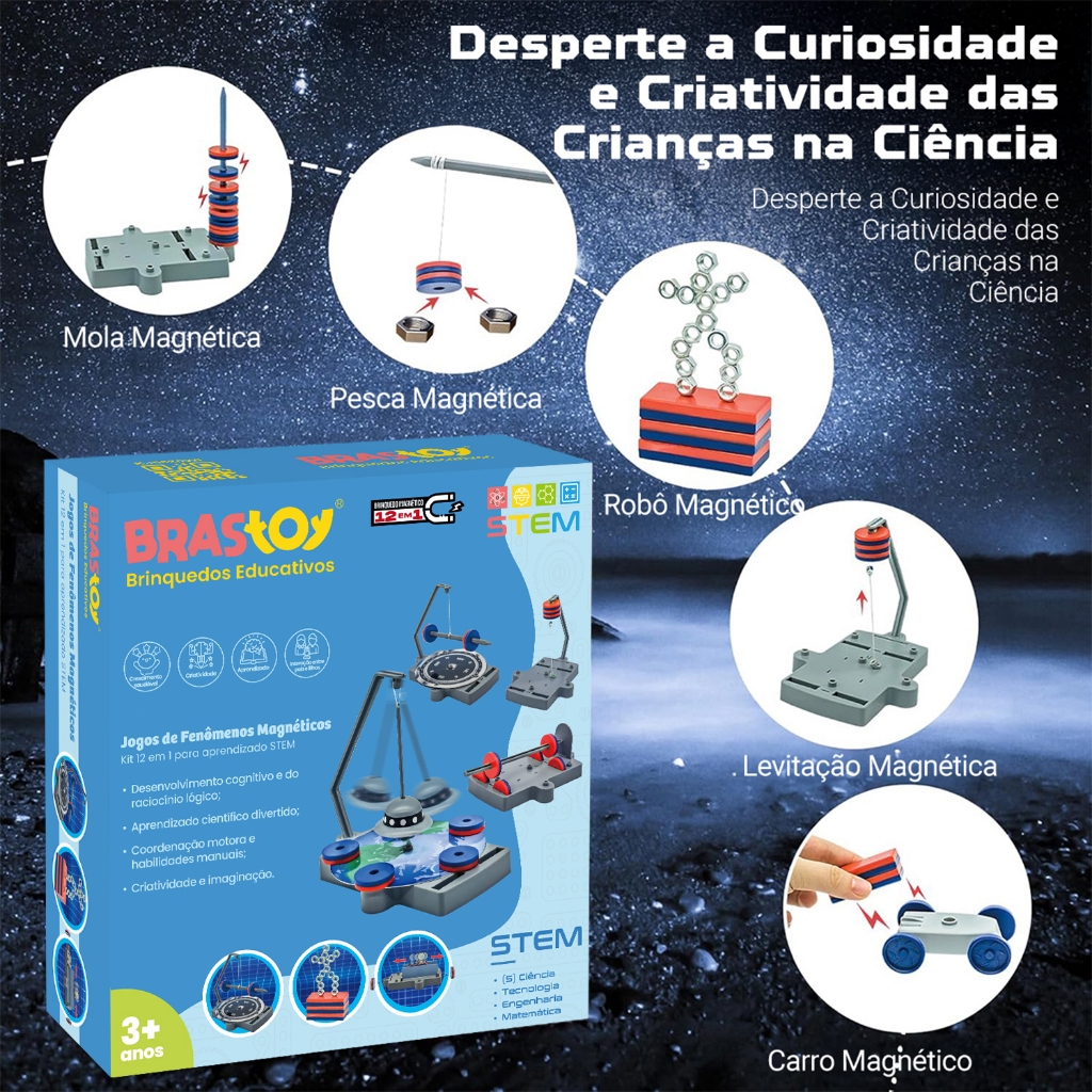 Brastoy Brinquedos educativos para crianças STEM - ímã experimento de educação científica