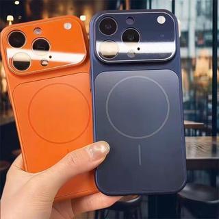 Capa Magnética MagSafe Laranja para iPhone 13 14 15 16 17 Pro Max Antichoque com Proteção de Câmera