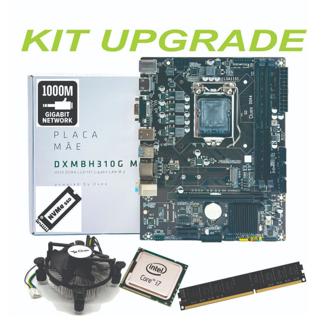 Kit Upgrade INTEL i5 i7 8-9geracão + 16GB ou 32 Gb DDR4 + Placa Mãe H310 + cooler , Tudo NOVO!