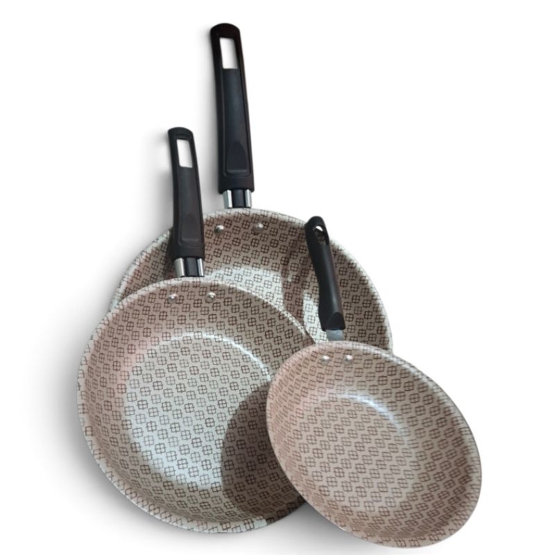 Imagem Kit 3 Frigideira Antiaderente Premium Marfim 14cm + 18cm + 22cm + Espátula