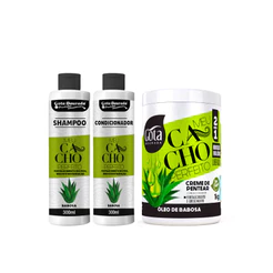 Kit Shampoo, Condicionador e Creme de Pentear Meu Cacho Perfeito Gota Dourada - Argan e Queratina