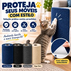Arranhador Adesivo para Gatos 40*100/40x200cm Carpete Resistente Protetor para Sofá Parede e Móveis