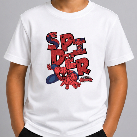 Camiseta Infantil Menino Homem Aranha Estampada 100% Algodão Spider Man Super Herói Varias Cores