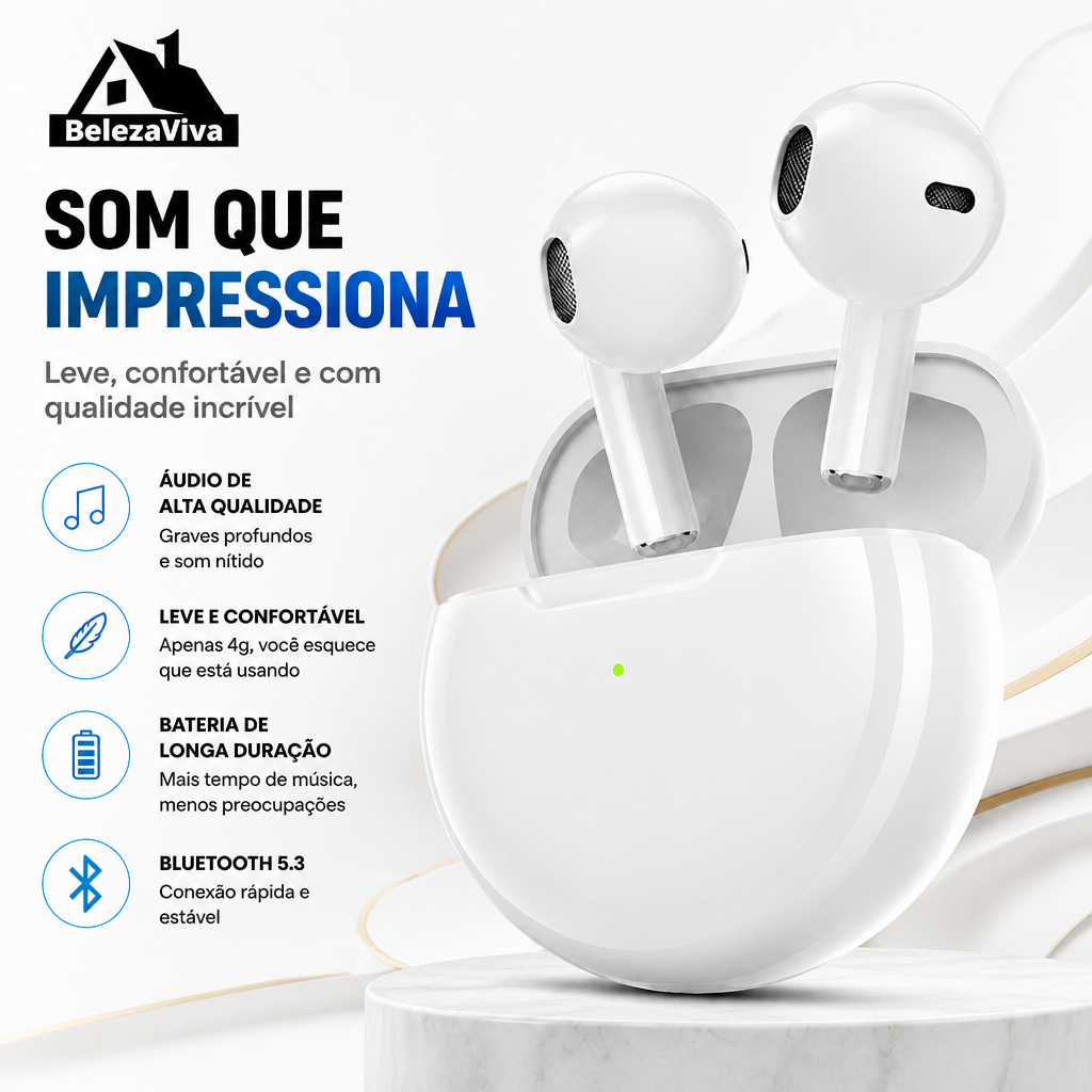Fone De Ouvido Bluetooth Sem Fio Compativel IOS e Android Com Cancelamento De Ruído D23