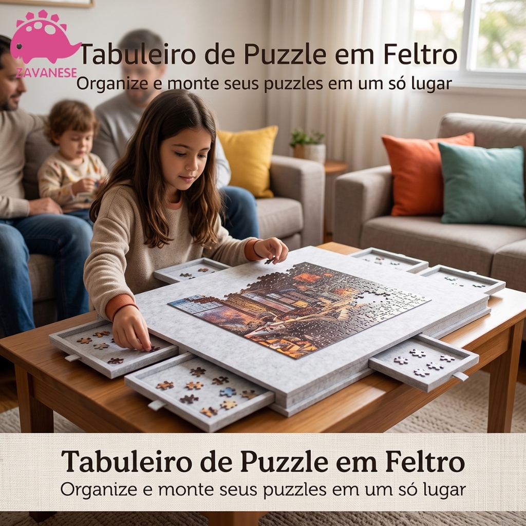 Tabuleiro Organizador de Pecas 6Gavetas - Superficie Antiderrapante paraMontar Quebra-Cabeca