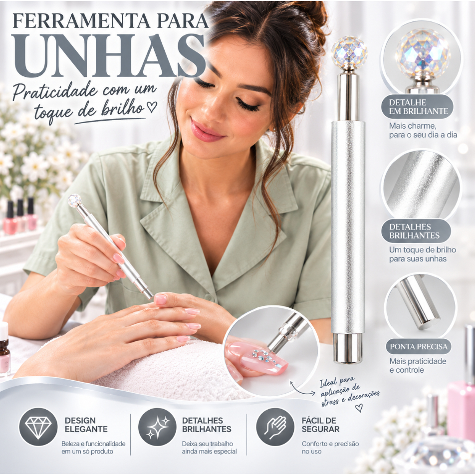 Caneta Magnética Prata Para Nail Art DIY