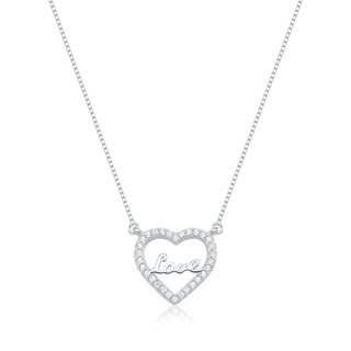 Colar Feminino de Prata 925 Coração Vazado Love