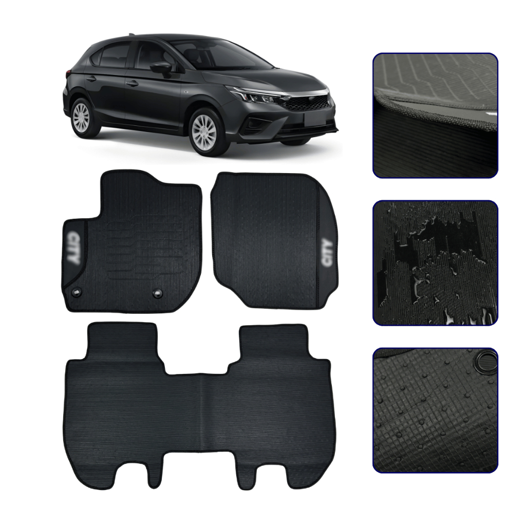 Jogo de Tapete Emborrachado Compatível com City Hatch 2022 23 24 25 26 2027 Kit Automotivo Premium