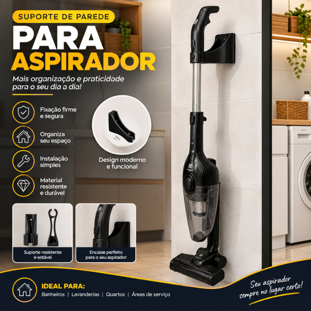 Suporte de parede universal para aspirador de pó | mop spray, rodo | lavanderia reforçado