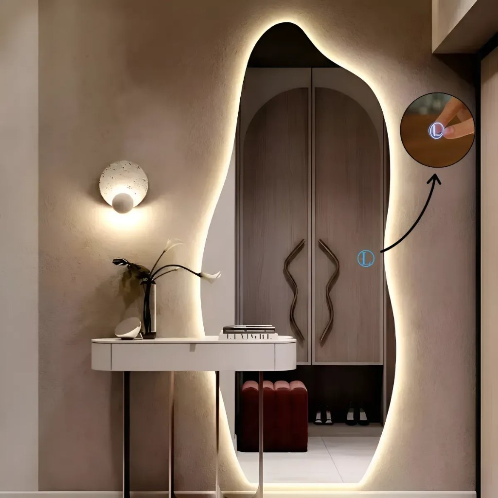 Espelho Lopazzi com Led Orgânico 150x40cm Grande Moderno Corpo Inteiro Pinterest Decoração Quarto Sala