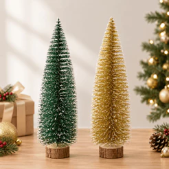 Mini Árvore Pinheiro Nevado Dourado | Verde - 15cm | 20cm | 30cm - Árvore de Mesa | Decoração Natalina | Luxo